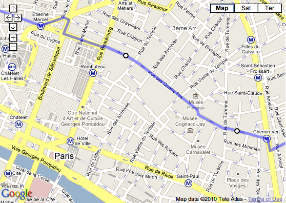 screenshot of paris marais district in googlemaps